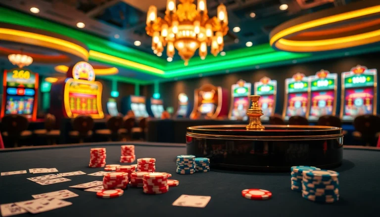 Experience the excitement of jun88 trang chủ with vibrant casino games, poker chips, and a roulette wheel.