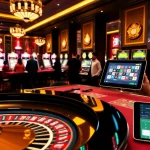 Experience the excitement of Bay789's thrilling casino games with vibrant tables and bright slot machines.