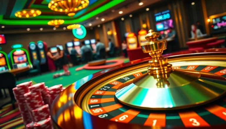 Engaging online gambling scene showcasing https://rr88c.mobi/ with roulette and poker elements.