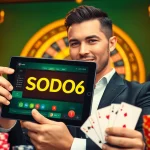SODO66 player enjoying an exciting online gambling experience with vibrant casino elements.