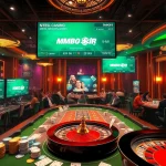 Engage in exciting games at https://mm88.vin/ with luxury casino visuals including poker chips and roulette wheels.