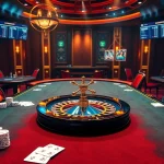 Players strategizing at a luxurious casino table showcasing the online platform shbet com with vibrant cards and chips.
