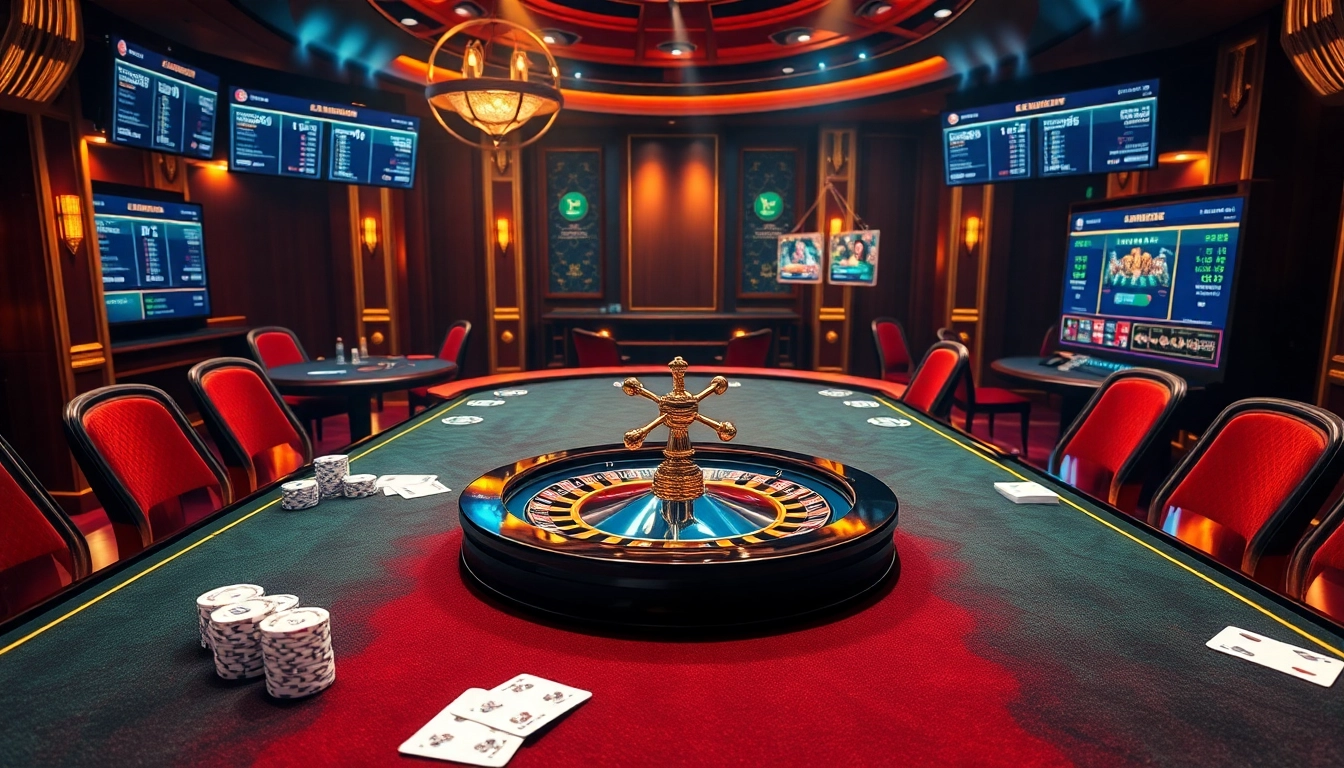 Players strategizing at a luxurious casino table showcasing the online platform shbet com with vibrant cards and chips.