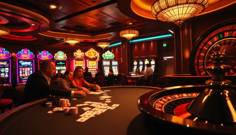 Engaging poker scene at Bay789 casino with players, chips, and cards.
