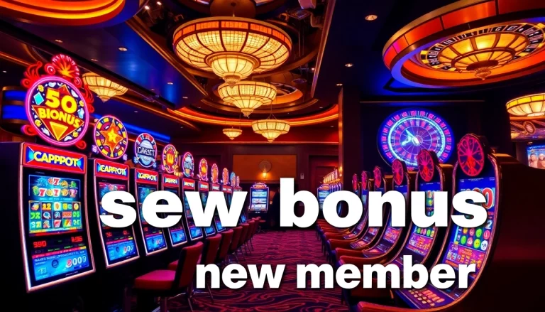 Win big with slot bonus new member visuals in a vibrant casino setting.