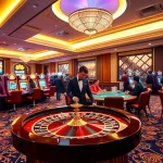 SBOBET enthusiasts engaging at a luxury roulette table in an upscale casino environment.