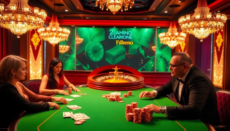 Engage in thrilling poker gameplay at https://kjc.ad/, featuring a luxurious casino environment.