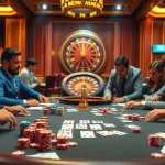Experience thrilling poker action with Okking at a vibrant casino table.