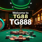 Experience tg88 đăng nhập at an online casino with vibrant games, poker chips, and a thrilling atmosphere.