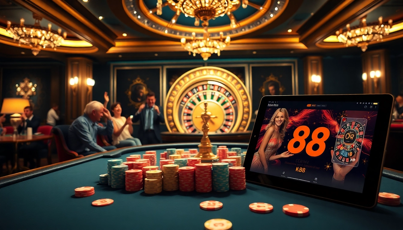 K88 offers an exciting poker experience surrounded by vibrant casino elements.