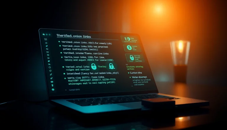 The hidden wiki showcasing secure .onion links on a modern interface with a dark web theme.