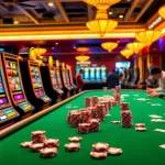 Experience the thrill of RAJAGACOR slot games in this dynamic casino scene.