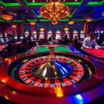 Gambling excitement at a luxury casino with GO8-themed poker chips and roulette.