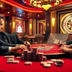 Engage in high-stakes poker at an 88xx casino table, surrounded by vibrant colors and excitement.