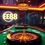 Experience the excitement of online gambling with Ee88’s professional casino setup and vibrant gaming elements.