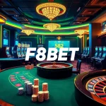 Experience the excitement of F8BET with vibrant casino visuals showcasing elegant tables and thrilling games.