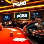 Players enjoying a vibrant poker game at PG88 casino, showcasing rich colors and excitement.
