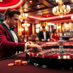 Engage in a thrilling Live Casino experience with a stylish dealer and vibrant atmosphere.