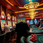 Experience the thrill of slot88 machines in a vibrant casino scene filled with excitement.