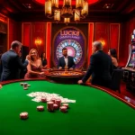 Engaged players experiencing LUCK8 Casino with vibrant poker tables and slot machines.