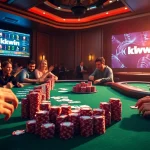 Players engaging in high-stakes poker at kkwin.black with vibrant chips and cards.