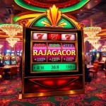 Spin for jackpots at the RAJAGACOR slot machine in a luxurious casino setting.