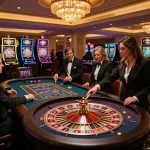 Players placing bets at the roulette table, showcasing excitement in the upscale casino atmosphere at https://mm88.today/.