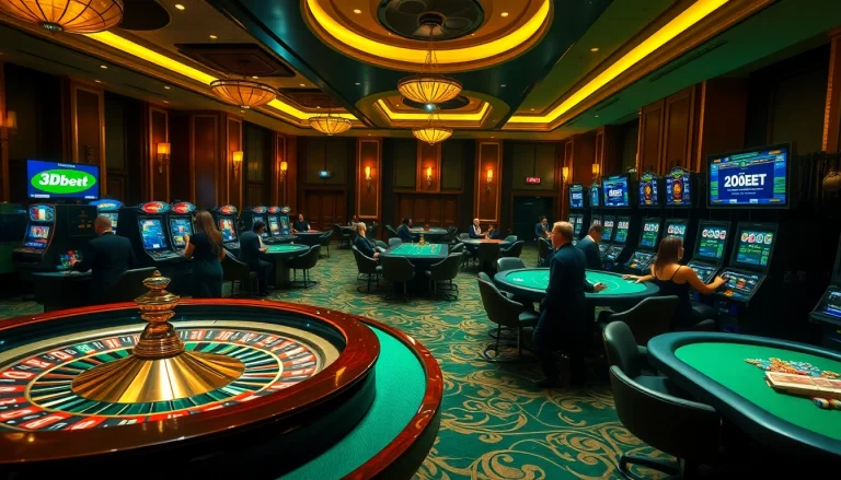 Players enjoying their experience at 3Dbet in a vibrant casino atmosphere filled with excitement.