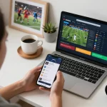 Engaging sports betting moment with Jeetbuzz app on smartphone, showcasing live betting excitement
