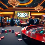 A thrilling gaming experience at SODO CASINO 66 with vibrant poker chips and exciting roulette tables.