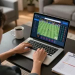 Engaging online sports betting experience showcasing a player accessing betbdt platform with live odds and strategy notes.