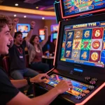 A player enjoying SLOT 777 game at an exciting online casino, with colorful graphics and lively atmosphere.