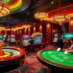 Experience the thrill of gaming at https://xin88hv.site/ with vibrant online casino scenes featuring roulette wheels and poker tables.