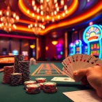 Experience excitement at sky88 thể thao with a vibrant casino scene featuring poker and roulette.