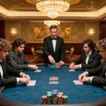 kp88 enhances the excitement at a professional poker game with players engaged in strategic betting.