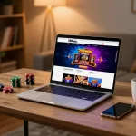 Engaging online gaming scene highlighting 789win. com with vibrant casino games on laptop.