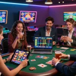 88aa nhà cái uy tín engaging online gambling experience with diverse players enjoying multiple games in a vibrant digital casino setting.