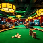 Experience the thrill of y3娛樂 in a lively casino setting with vibrant game tables and enthusiastic players.