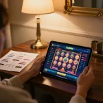 Engaged player enjoying KUWIN's online gambling interface in a cozy home setting