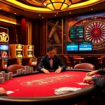Intensely focused players at a poker table with vibrant casino elements from https://789win2.us.com/.