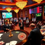 Agen Judi Bola players engaging enthusiastically at a vibrant casino table.