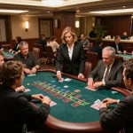 Players placing bets at a blackjack table in wild sultan france with a live dealer, thrilling casino atmosphere