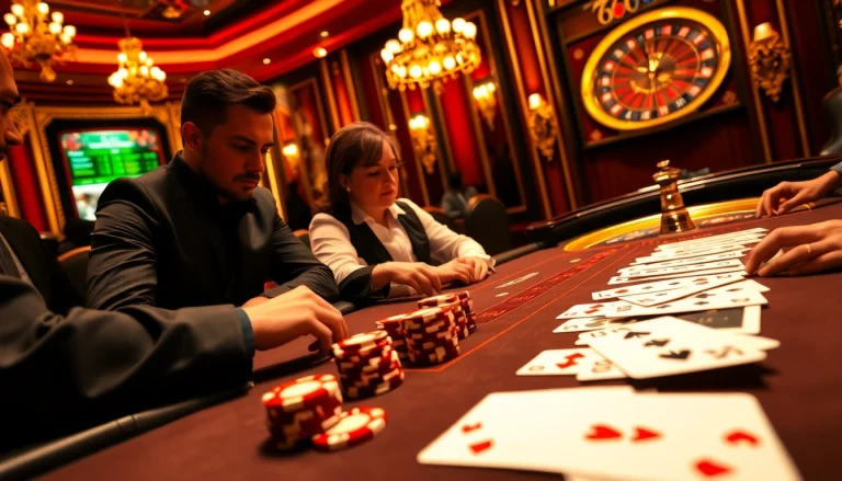 Experience thrilling gameplay at MB66 with vibrant poker and roulette scenes.