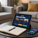 Enjoying the online casino experience with đăng nhập goal123 on a tablet in a cozy home setting