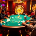 Experience the excitement of gambling at https://gg88.black/ with players at a vibrant poker table.