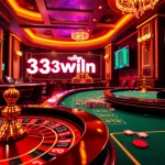 Terlibat dalam pengalaman kasino yang mendebarkan di 33win68, menampilkan roda roulette yang cerah dan meja poker.