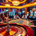 Players enjoying a vibrant casino experience at king garuda138's gaming tables, showcasing excitement and professionalism.
