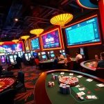 Players enjoying games at Kkwin's lively casino, featuring roulette, slots, and poker.