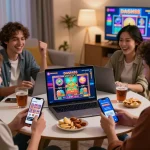 Players enjoying exciting games on Dash88 with vibrant graphics and social atmosphere.