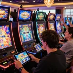 Exciting online gaming scene showcasing kdslot platform with players engaged at vibrant digital casino.